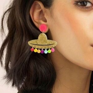 Fun Mardi Gras Hat Earrings, Taco Party, Fiesta Earrings Cinco De Mayo February
